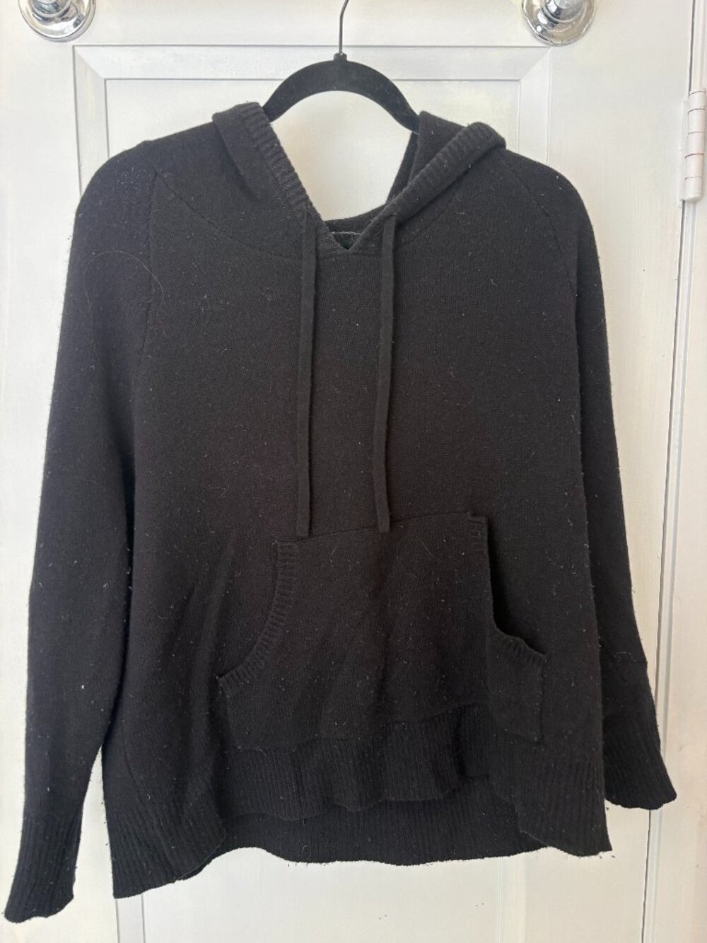James Perse Black 100% Cashmere Knit Hoodie Size 1